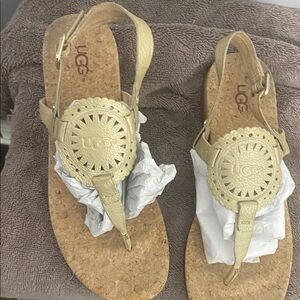 UGG Gold Sandals with Classic Slip-On Design